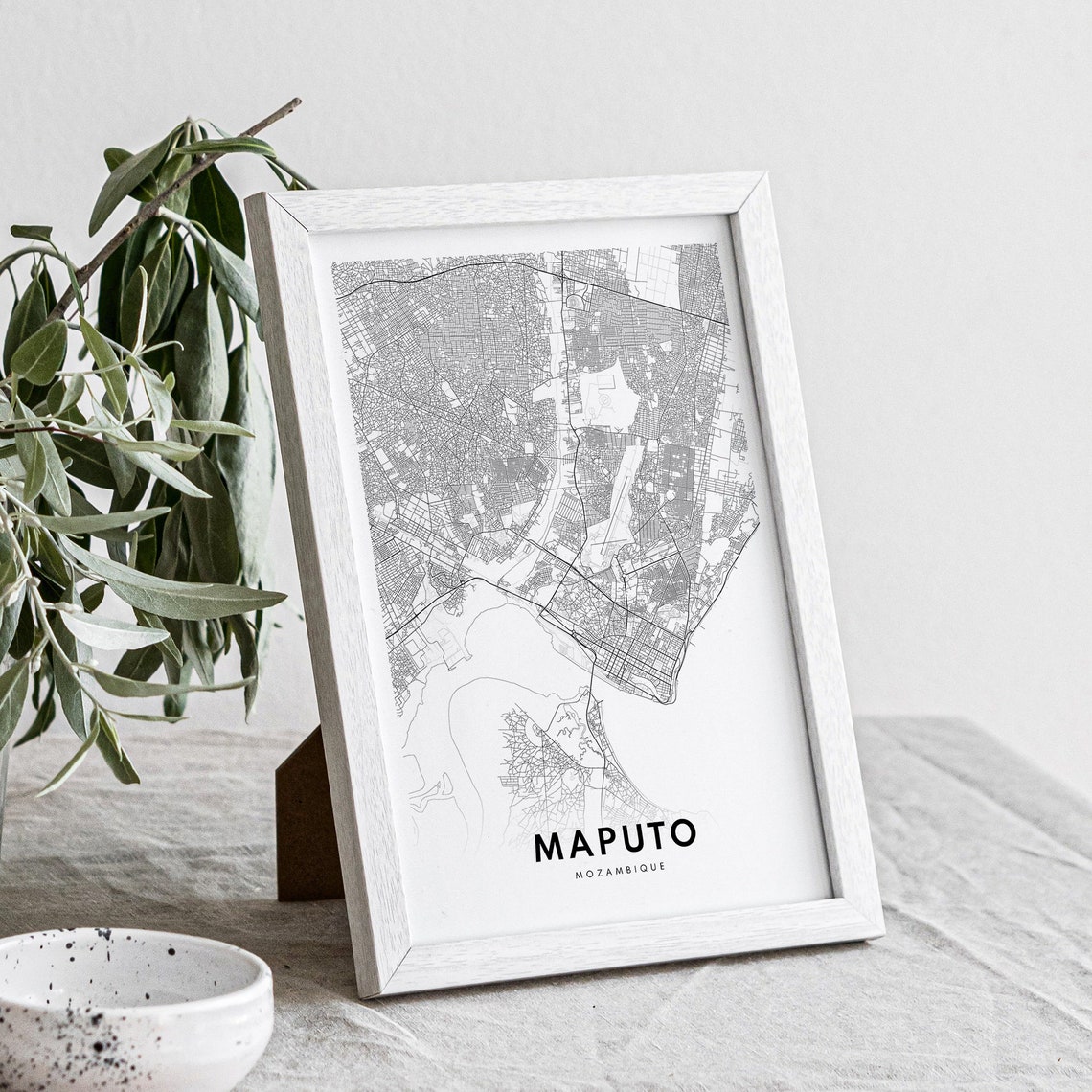 Maputo Mozambique Minimalist Black and White City Map Poster - Image 4