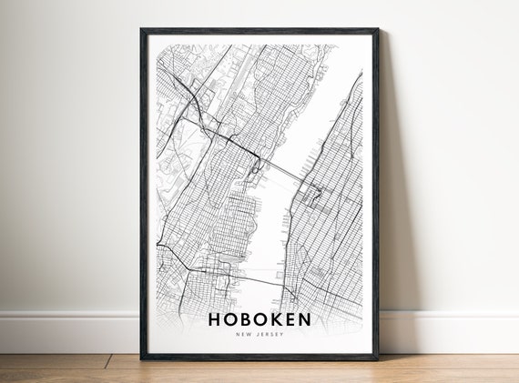 Hoboken Map Print Hoboken New Jersey Map Poster Hoboken Map Hoboken Black And White Print Hoboken Map Art Sketch