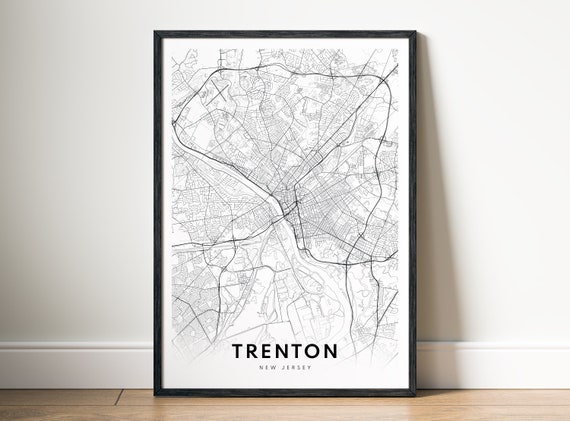 Trenton Map Print Trenton New Jersey Map Poster Trenton Map Trenton Black And White Print Trenton Map Art Sketch