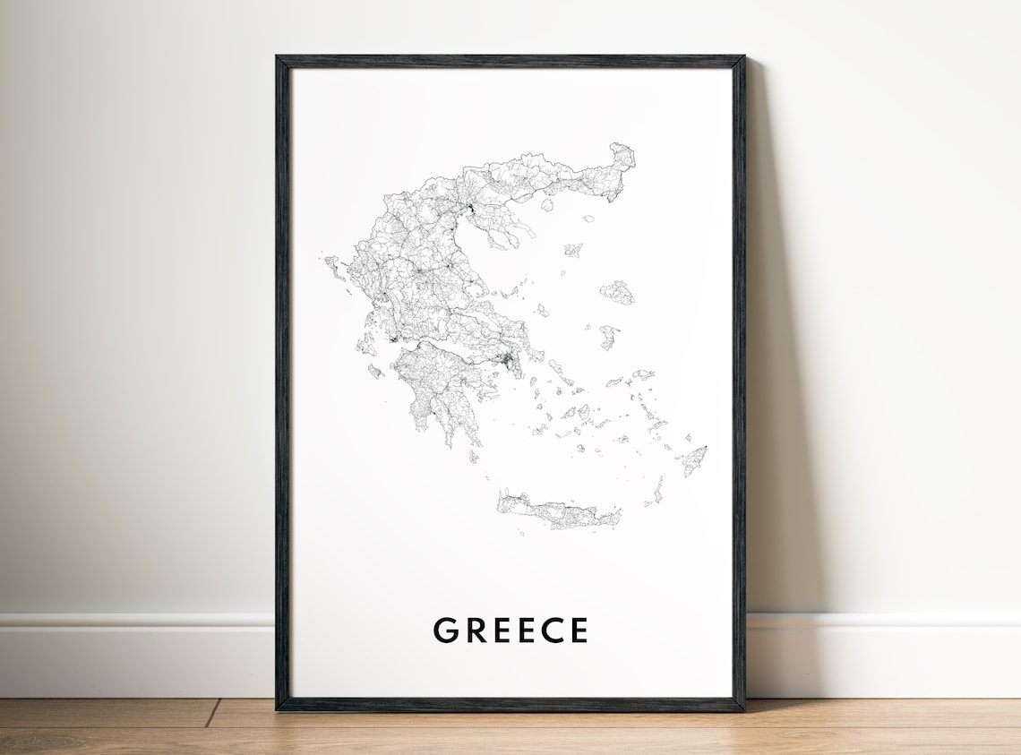 Greece Map Poster, Black and White Travel Map - Image 5