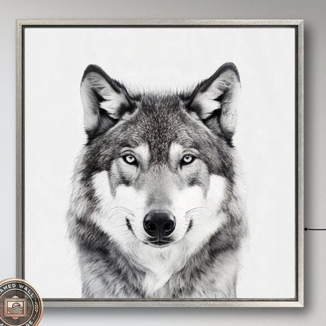 Majestic Grey Wolf Close Up Black And White Wildlife Portrait Wall Poster