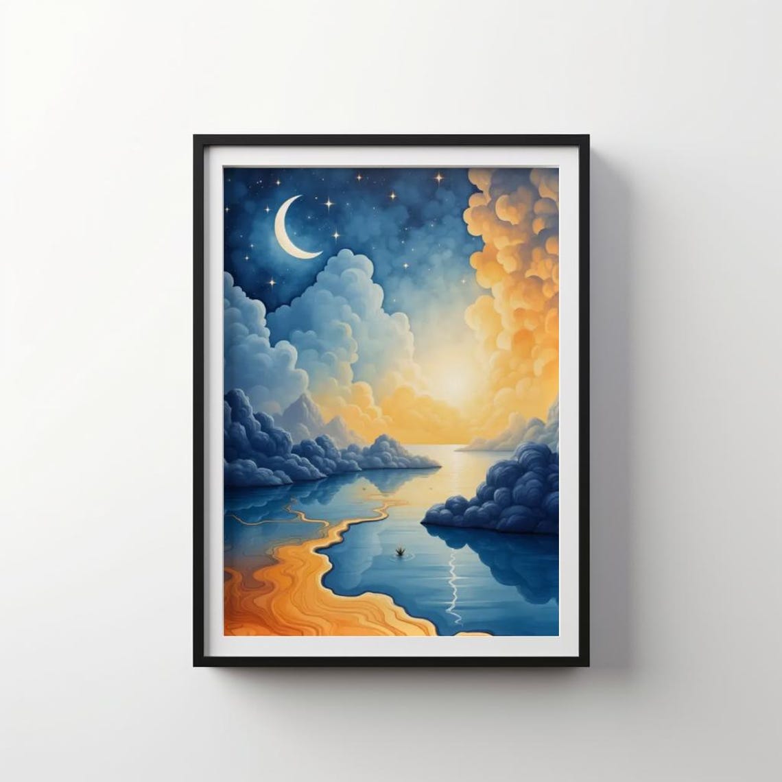 Celestial Moonlit Clouds Dreamscape Night Sky Seascape Poster