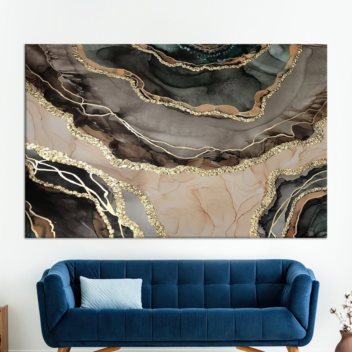 Brown and Gold Marble Veins Luxury Modern Abstract Decor Art Poster