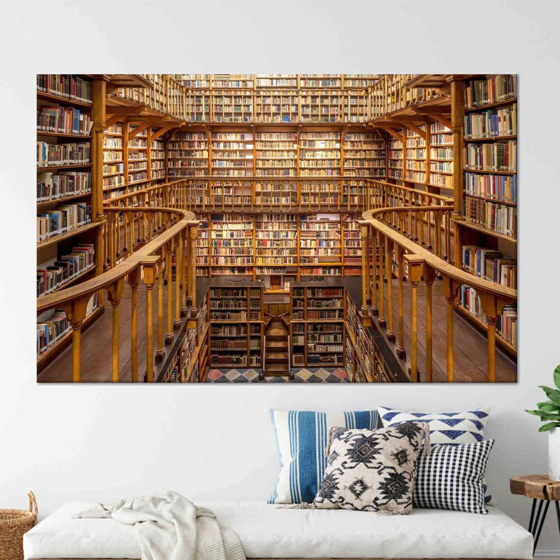 Library Books Glass Art Print, Brown Wall Decor