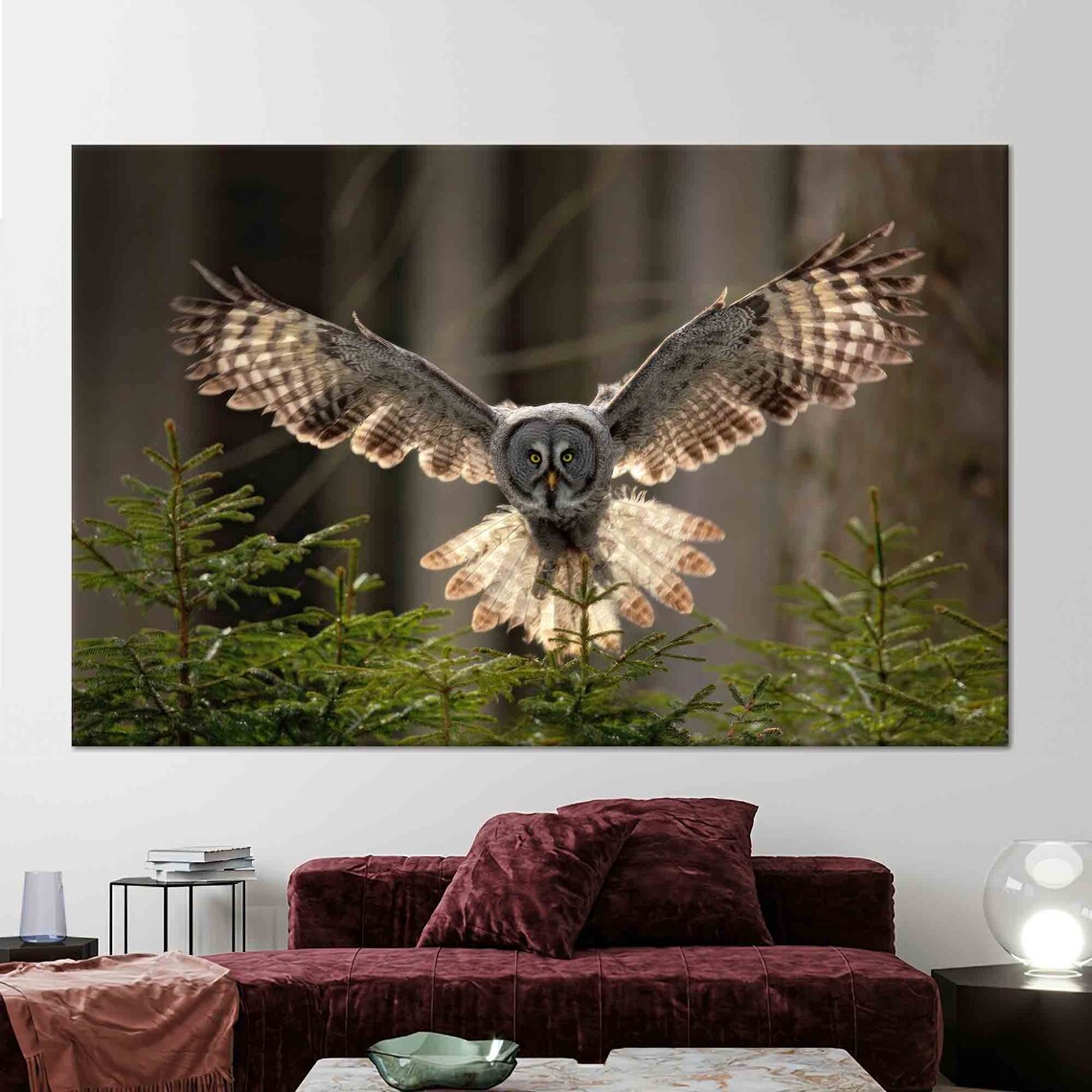 Flying Owl Wall Art, Animal Decor Poster