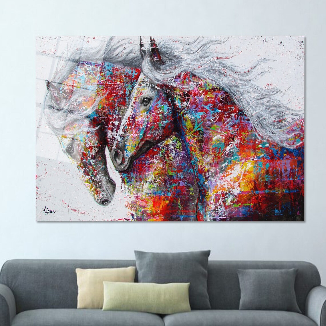 Colorful Horses Graffiti Art Print, Farmhouse Decor - Image 2