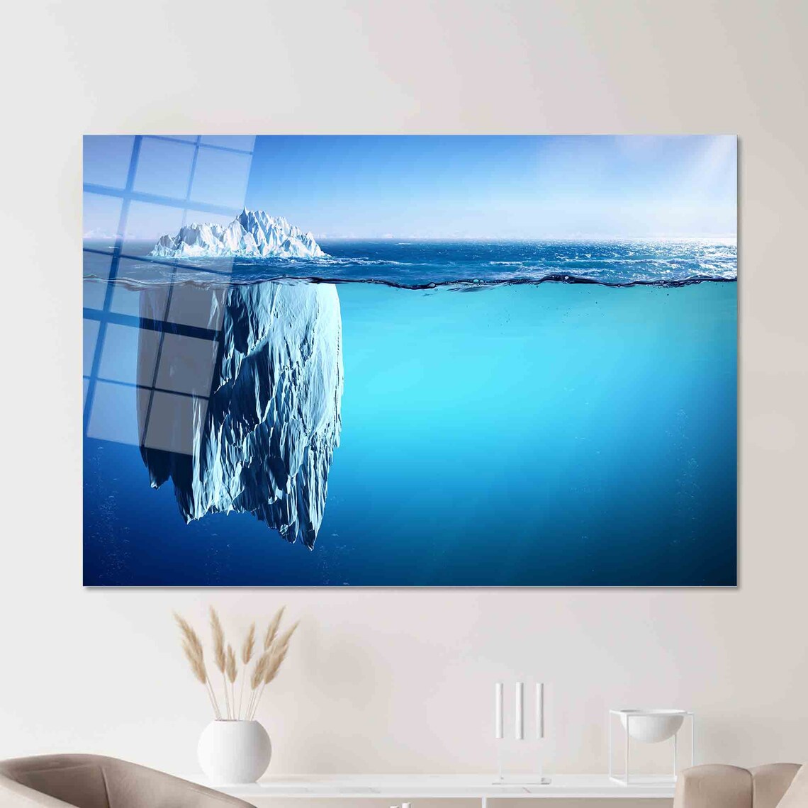 Blue Iceberg Above and Below Water Ocean Nature Photography Poster - Image 2