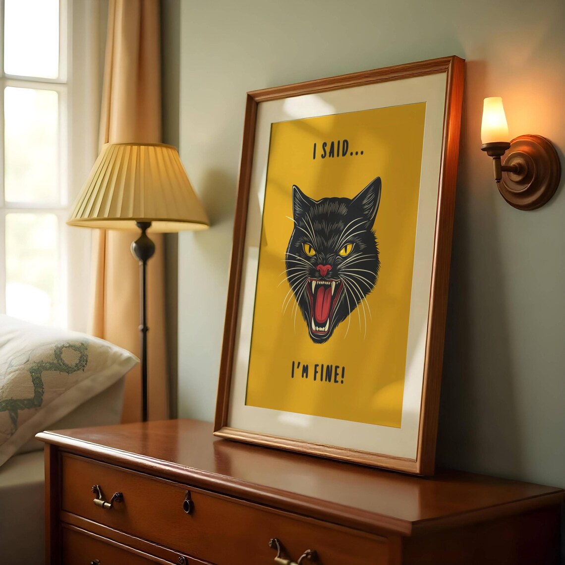 Black Cat Whimsical Funny Cat Illustration, Humorous Quote - Image 6