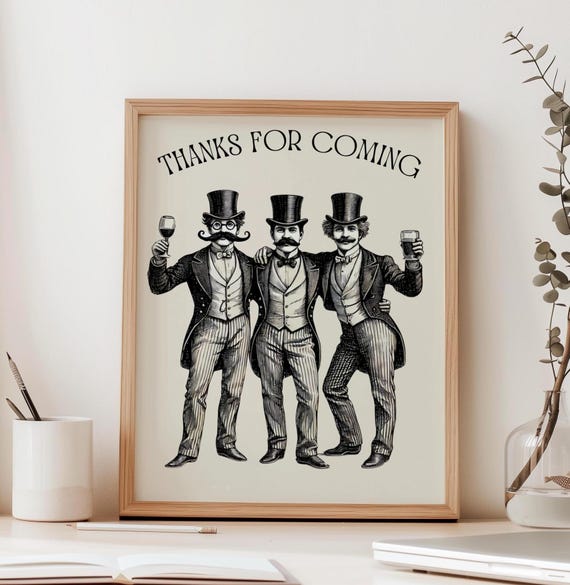 Funny Victorian Gentleman Thanks For Coming Print Eclectic Home Decor