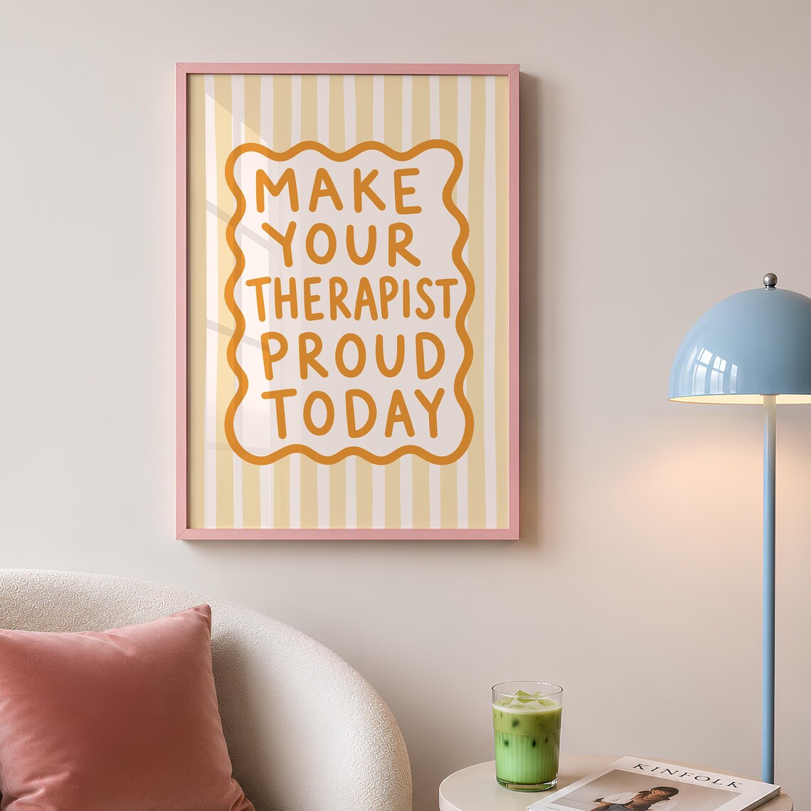 Make Your Therapist Proud Today Striped Mental Health Poster