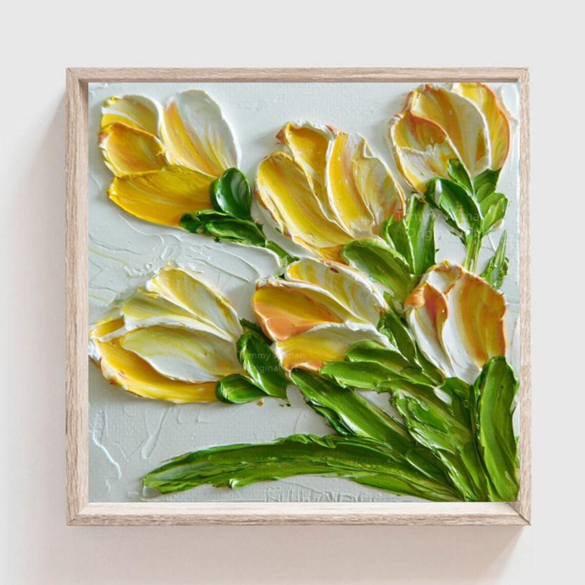 Custom Tulip Impasto Oil Painting, Minimalist Art Print