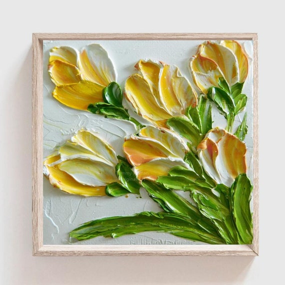 Custom Tulip Impasto Oil Painting, Minimalist Art Print