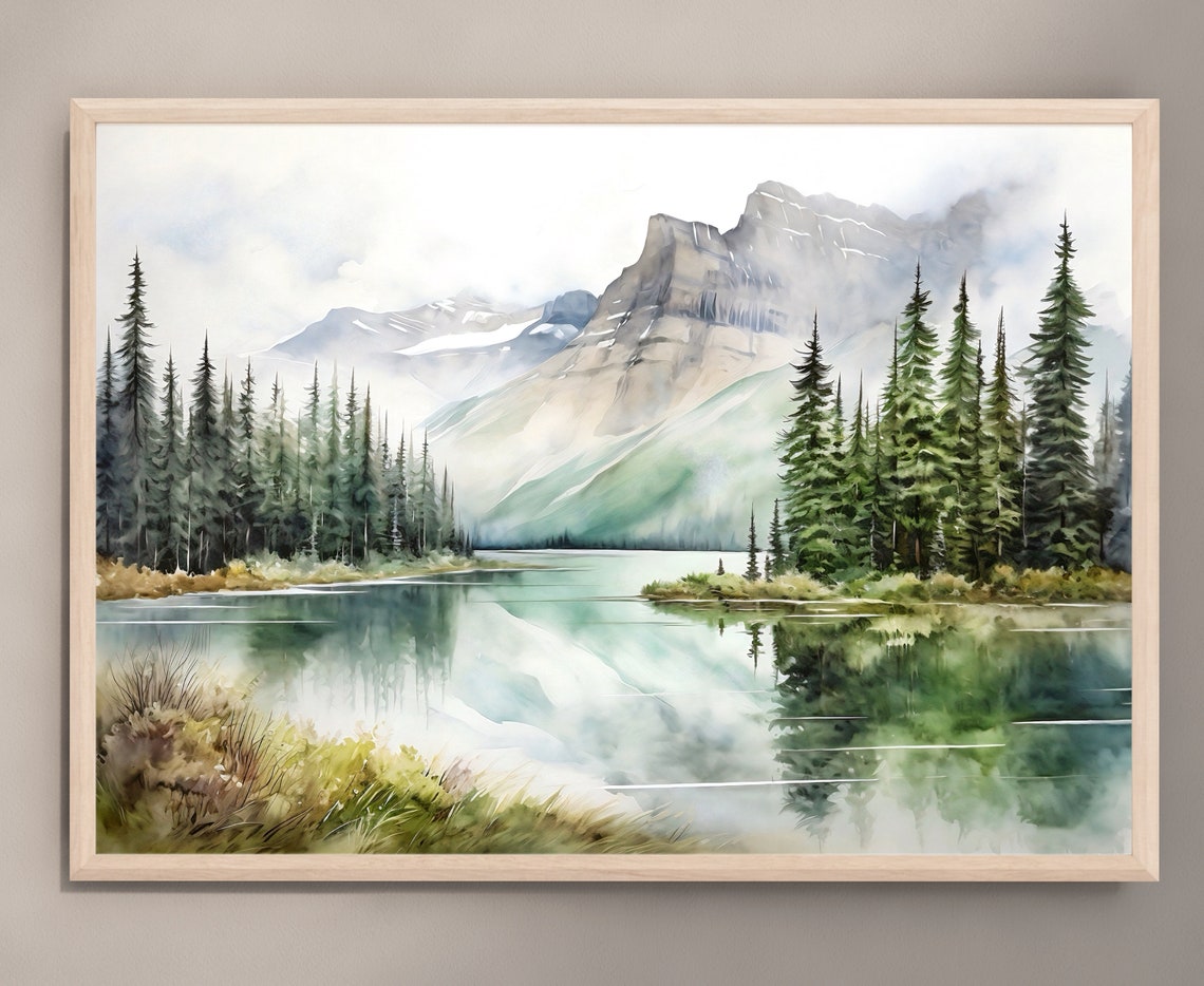 Banff National Park Rocky Peak Still Lake Reflection Pines Poster - Image 4
