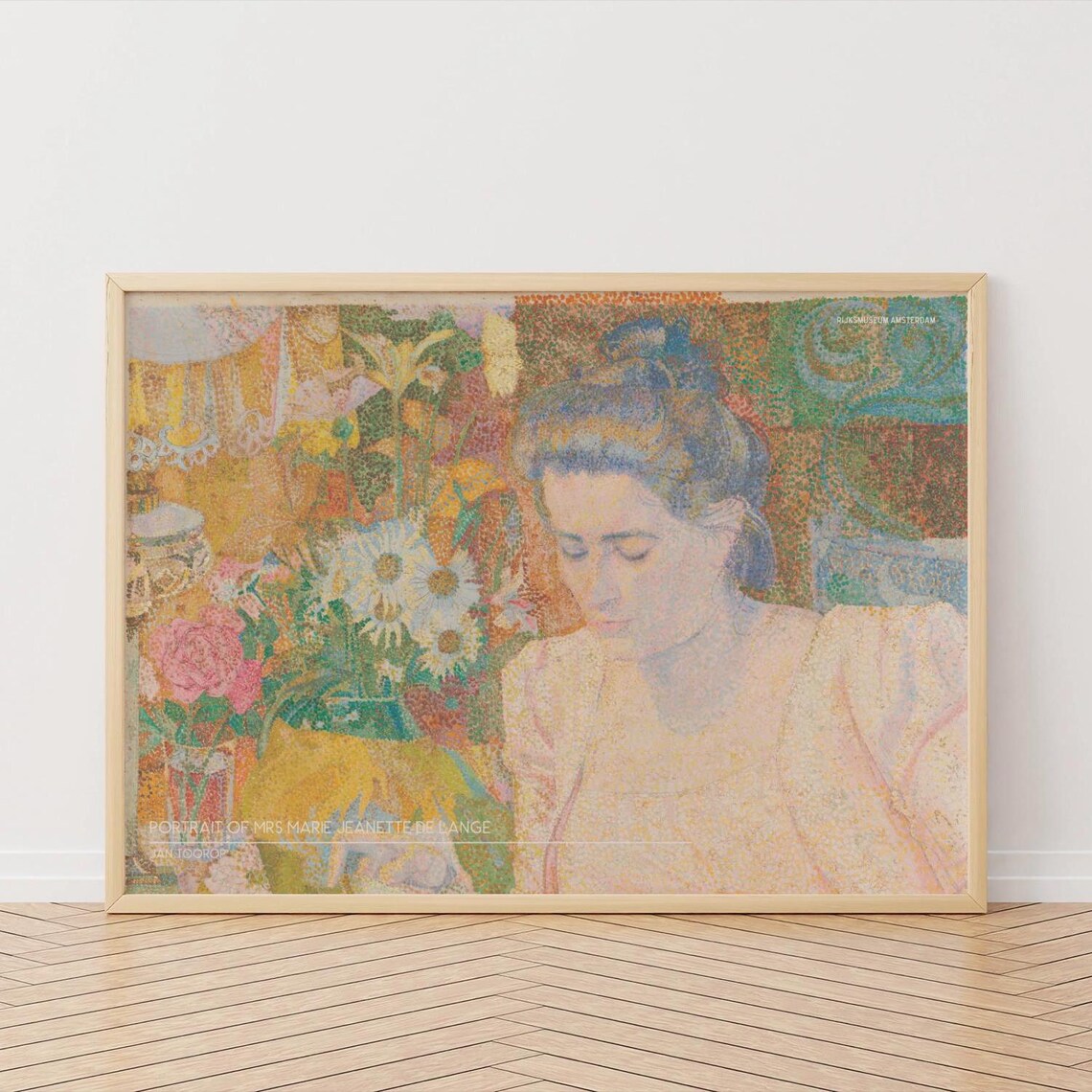 Pointillist Floral Woman Portrait, J Toorop