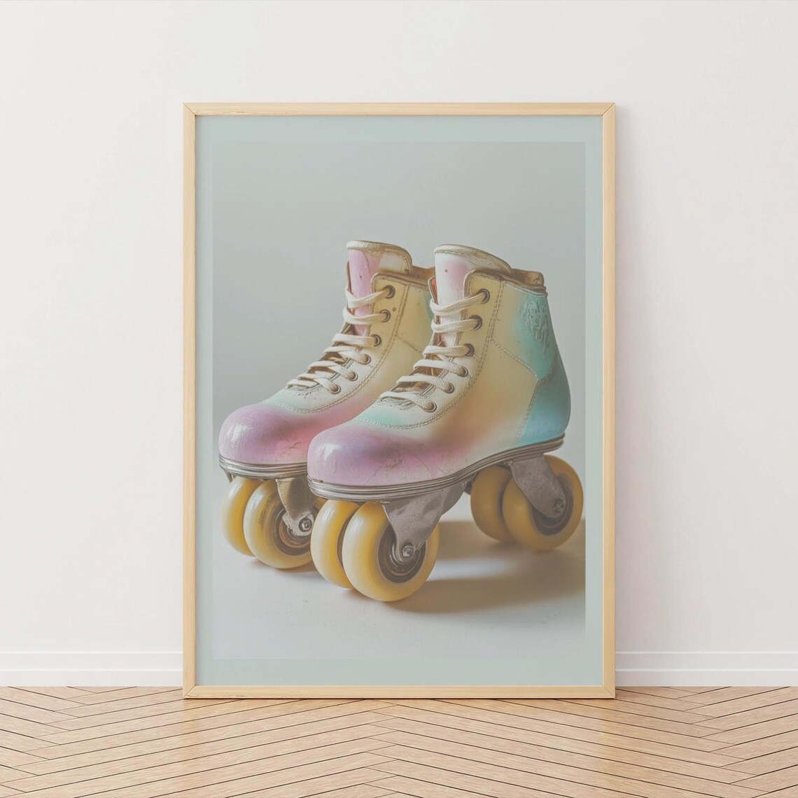 Retro Pink Rollerskate Print, 70s Roller Disco