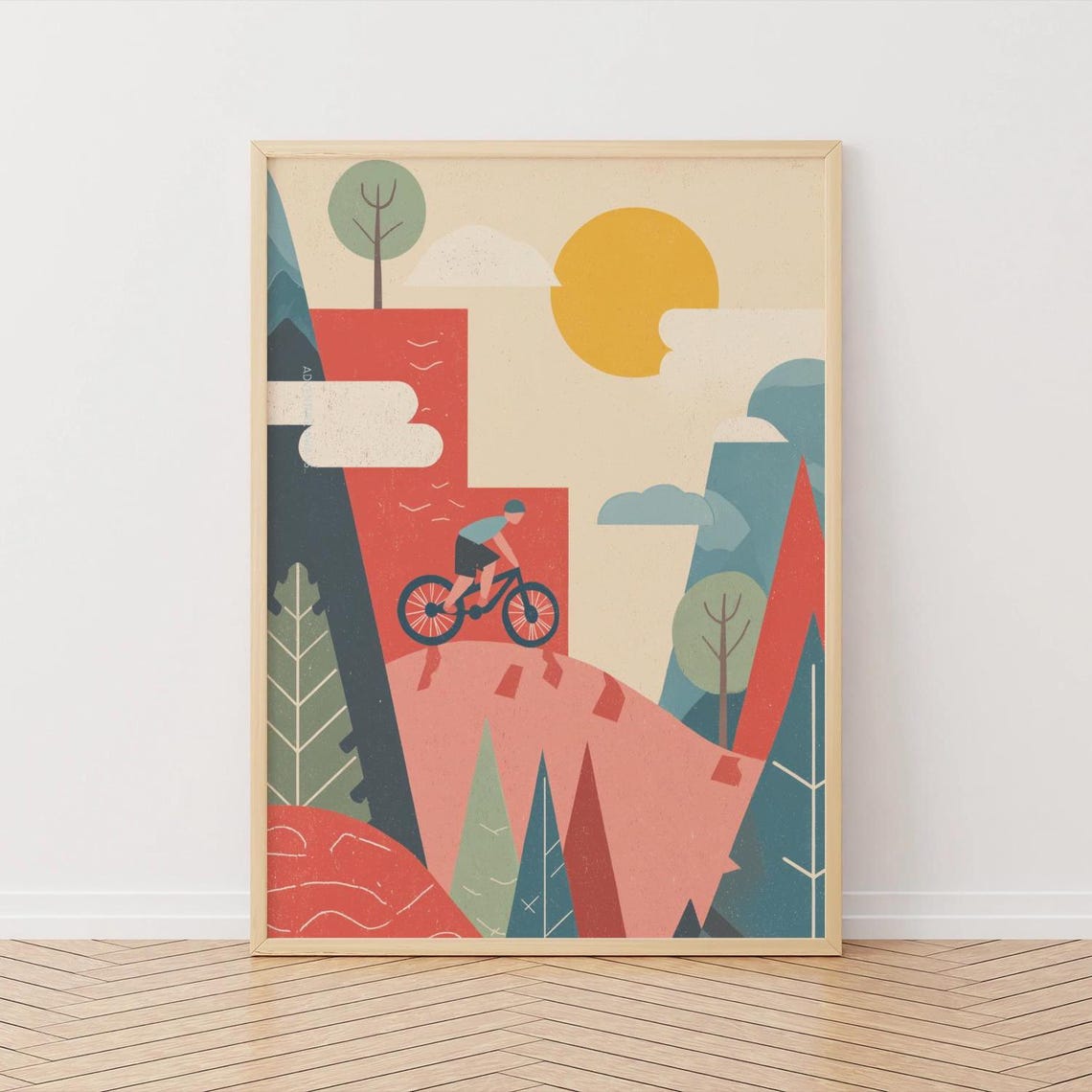 Mountain Bike Art Print Adventure Awaits Cycling Poster