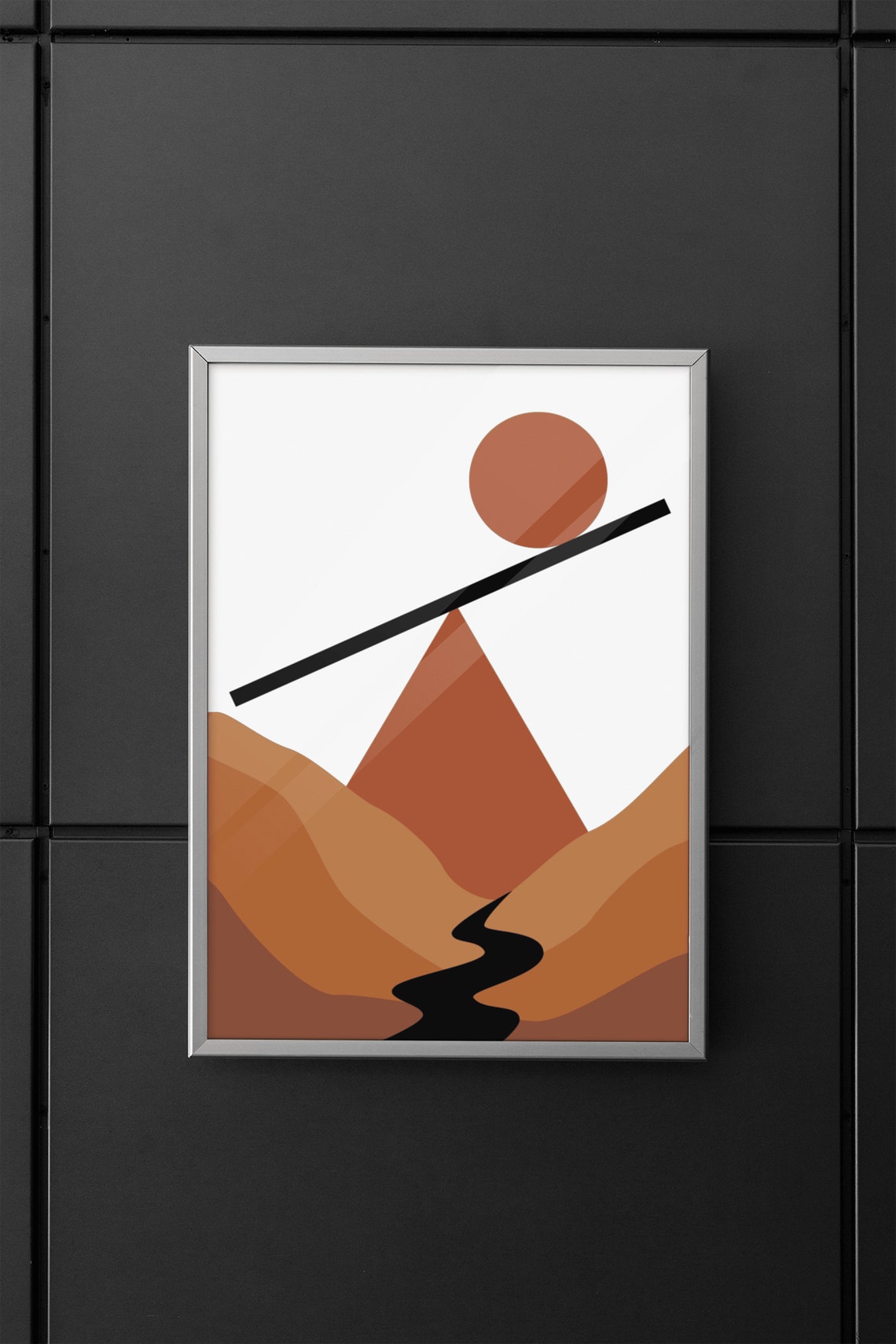 Boho Desert Landscape Geometric Sun Mountain Minimalist Art Poster - Image 6