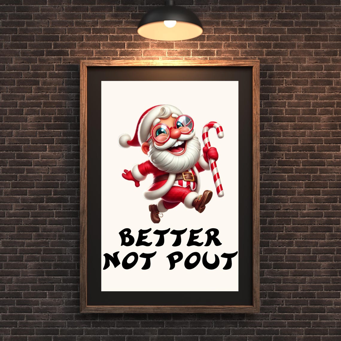 Better Not Pout Cute Santa Claus Candy Cane Christmas Poster - Image 5
