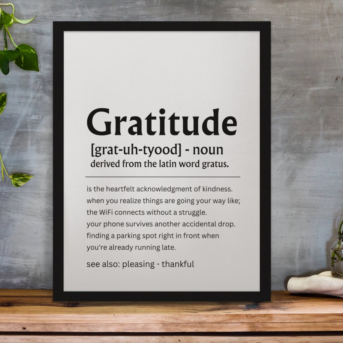 Gratitude Definition Thankful Heart Wall Decor Meaningful Quote Poster - Image 7