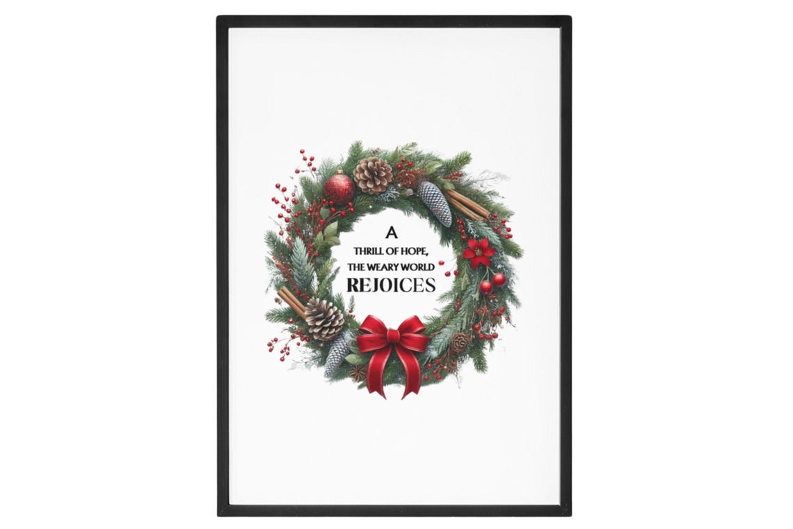 Farmhouse Religious Christmas Decor Print Art A Thrill Of Hope The Weary World Rejoices Holiday Poster Sign Christian Artwork - Image 3