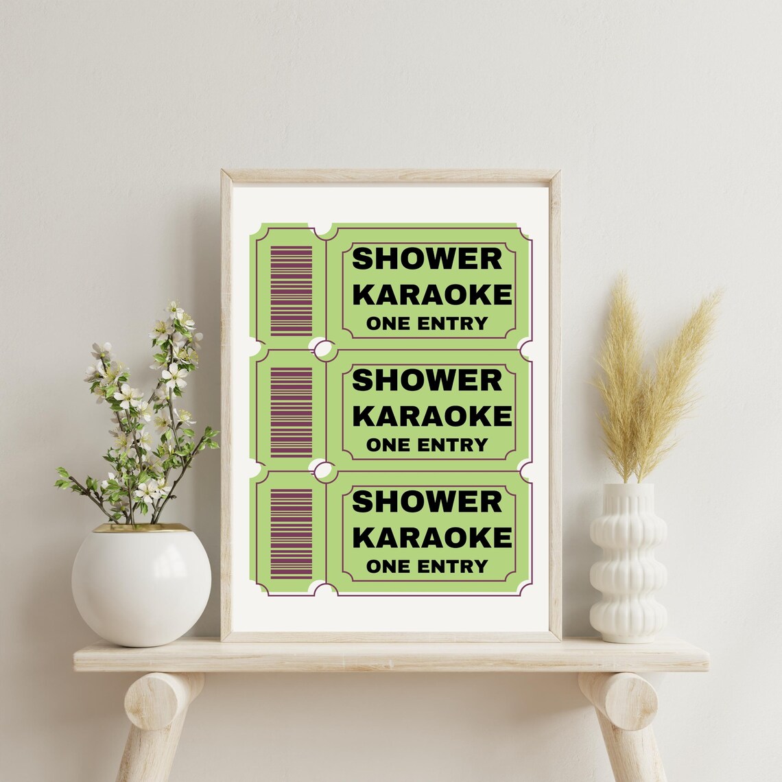 Green Bathroom Shower Karaoke Ticket Artwork Print Funny Cute Bathroom Wall Poster Trendy Home Decor Instant - Image 7