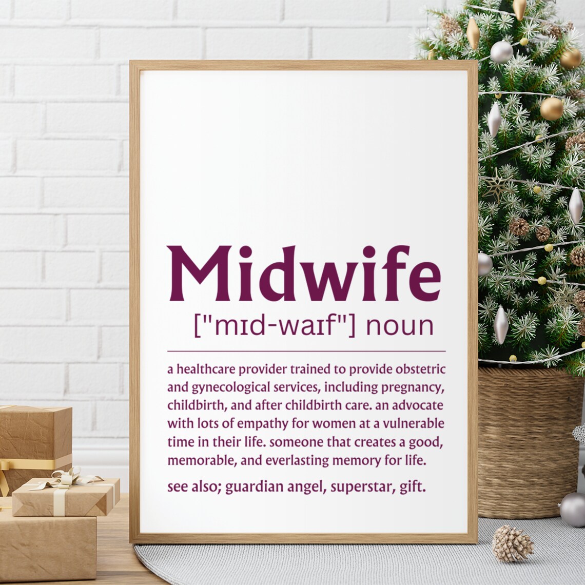 Midwife Dictionary Definition Poster Guardian Angel Superstar Gift - Image 3
