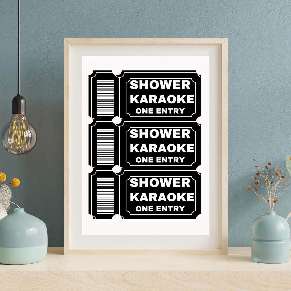 Shower Karaoke Ticket Black White Bathroom Funny Music Gift Poster - Image 7