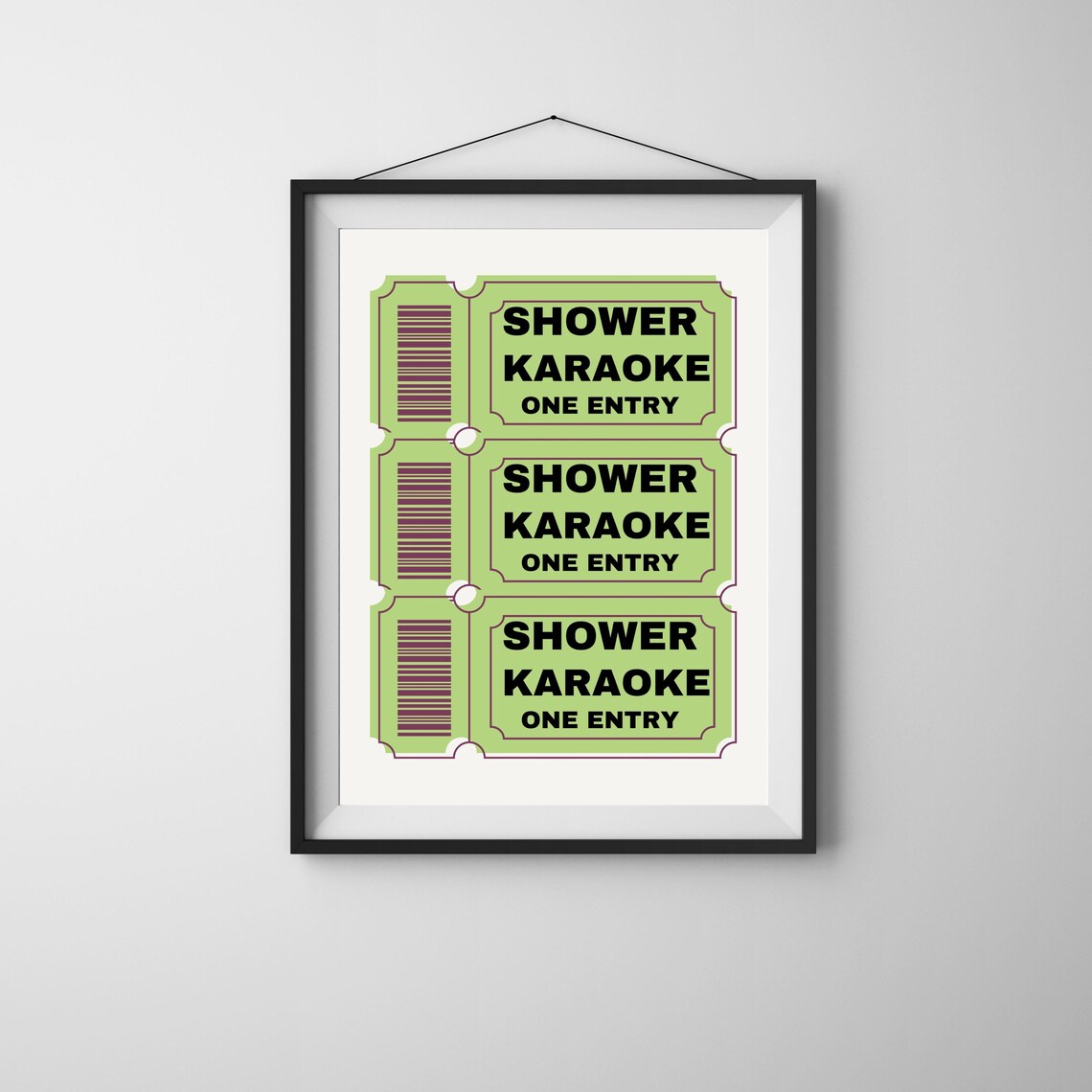Green Bathroom Shower Karaoke Ticket Artwork Print Funny Cute Bathroom Wall Poster Trendy Home Decor Instant - Image 5