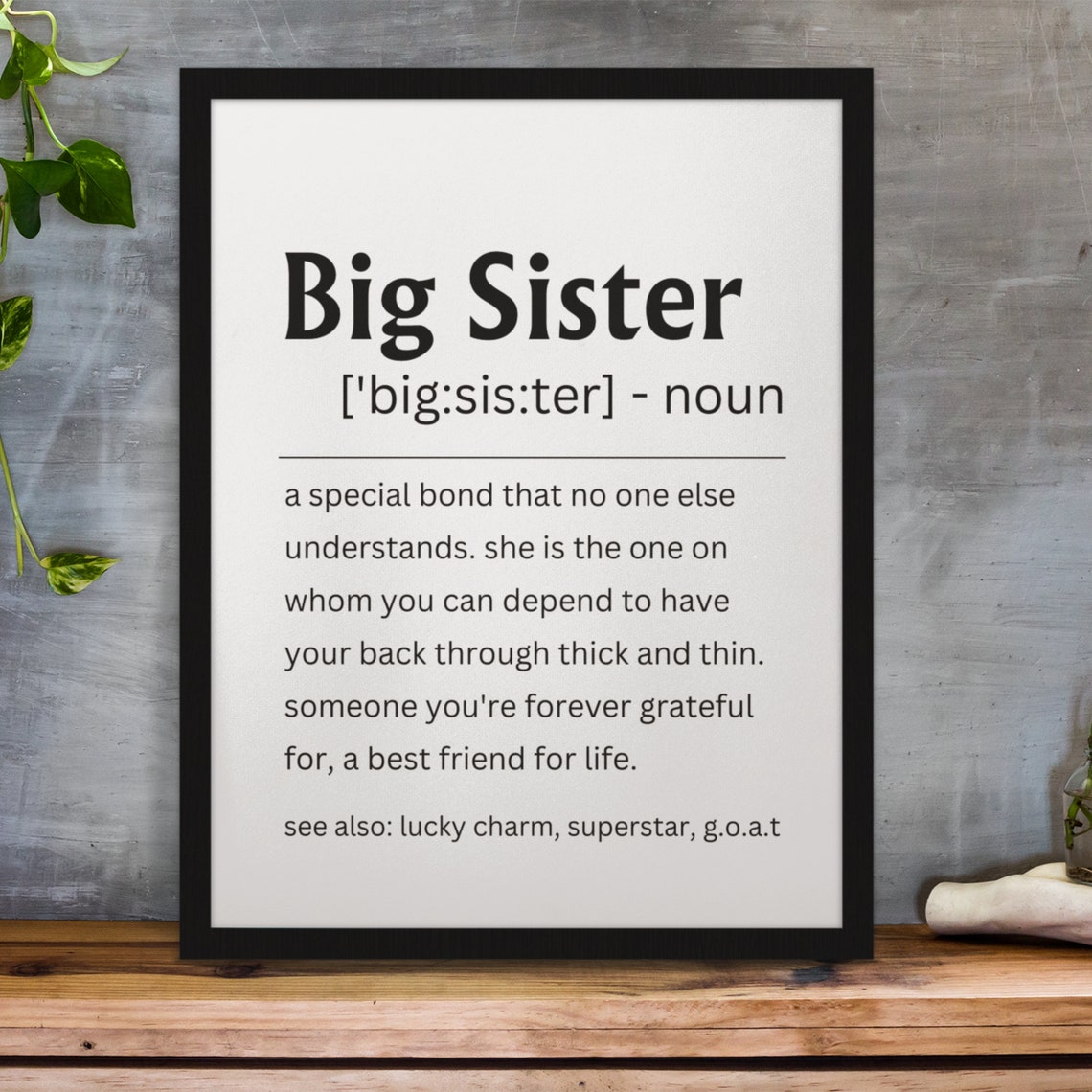 Big Sister Definition Sign Best Friend For Life Gift Wall Poster - Image 2