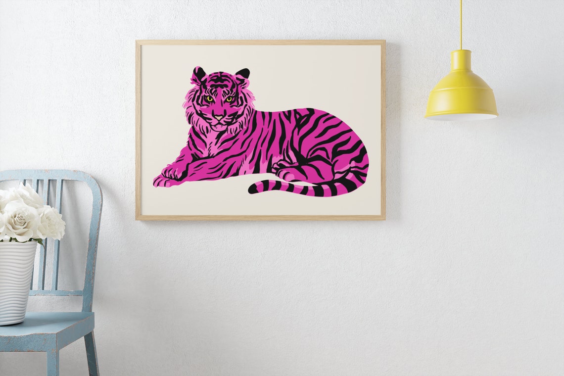 Pink Tiger Maximalist Preppy Room Dorm Wall Decor Poster Art - Image 5