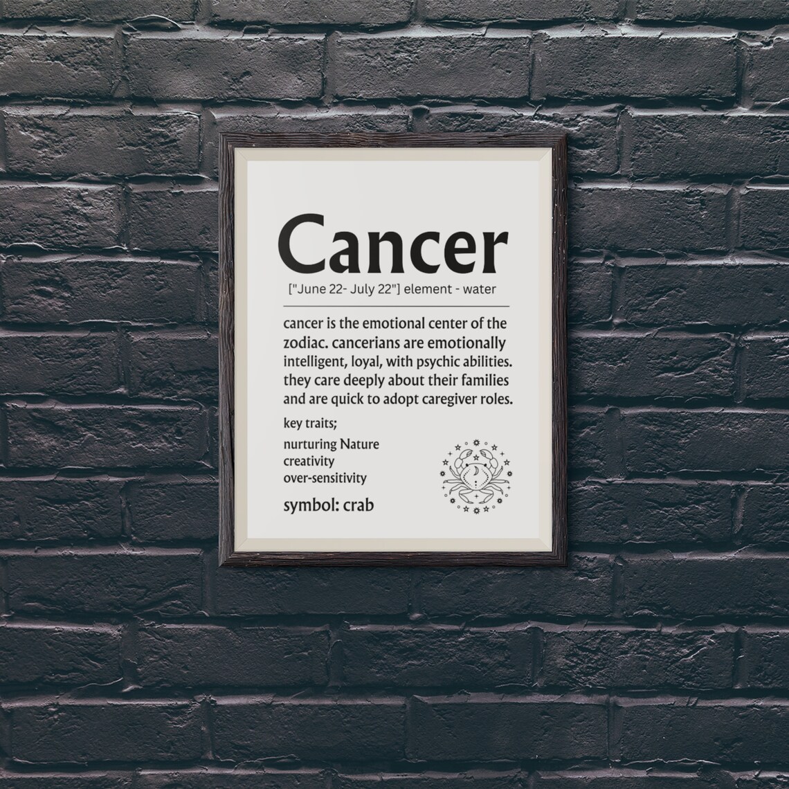 Cancer Zodiac Definition Sign Crab Water Sign Astrology Poster - Image 3