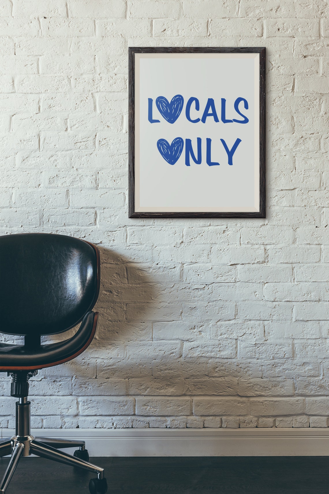 Locals Only Fun Blue Heart Typography Trendy Wall Decor Poster - Image 2