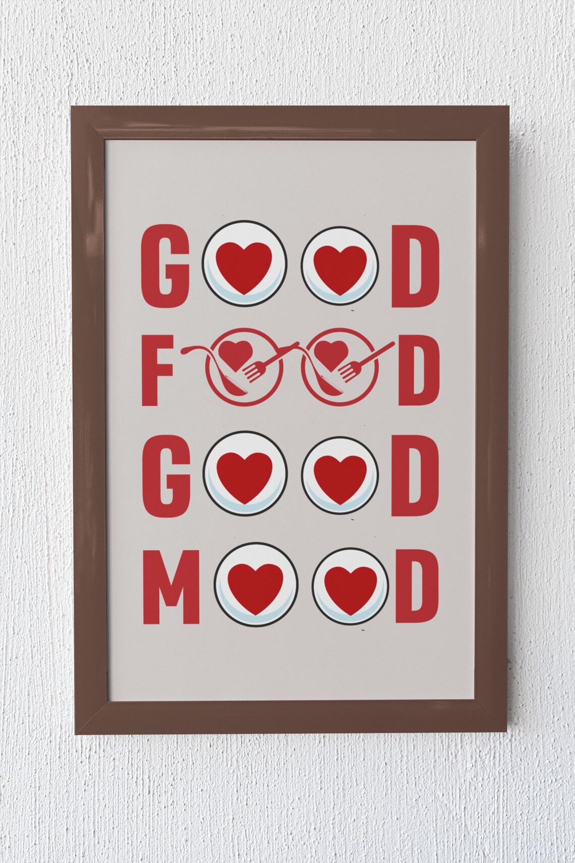 Good Food Good Mood Hearts Kitchen Typography Fun Poster Decor - Image 4