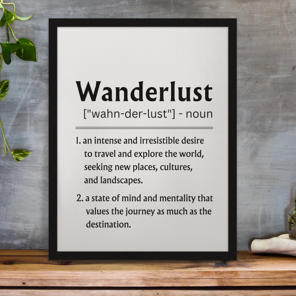 Wanderlust Definition Minimalist Travel Adventure Typography Poster