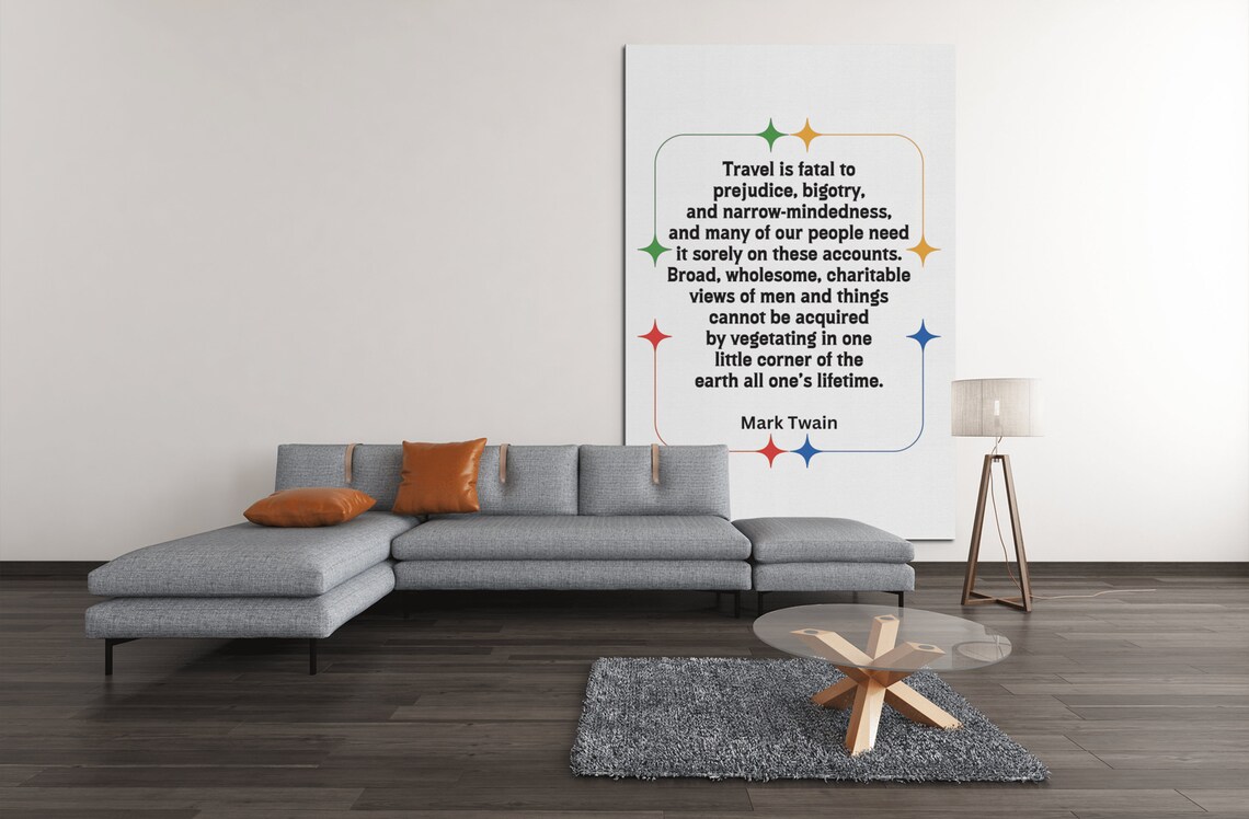 Mark Twain Travel Quote Prejudice Colorful Star Border Poster - Image 6