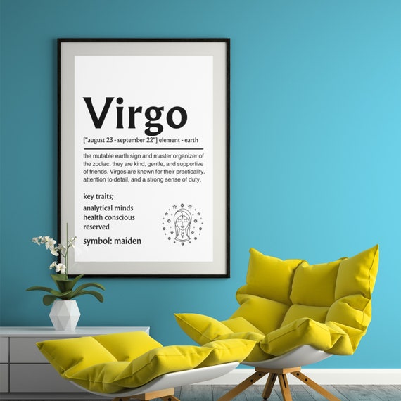 Virgo Definition Print Dictionary Art Print Virgo Poster Virgo Gift Virgo Zodiac Sign Birthday Astrology Present