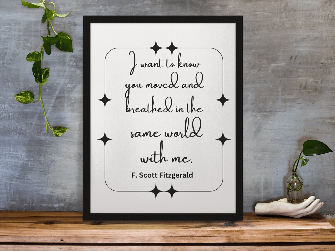 F Scott Fitzgerald Moved And Breathed Love Quote Star Poster