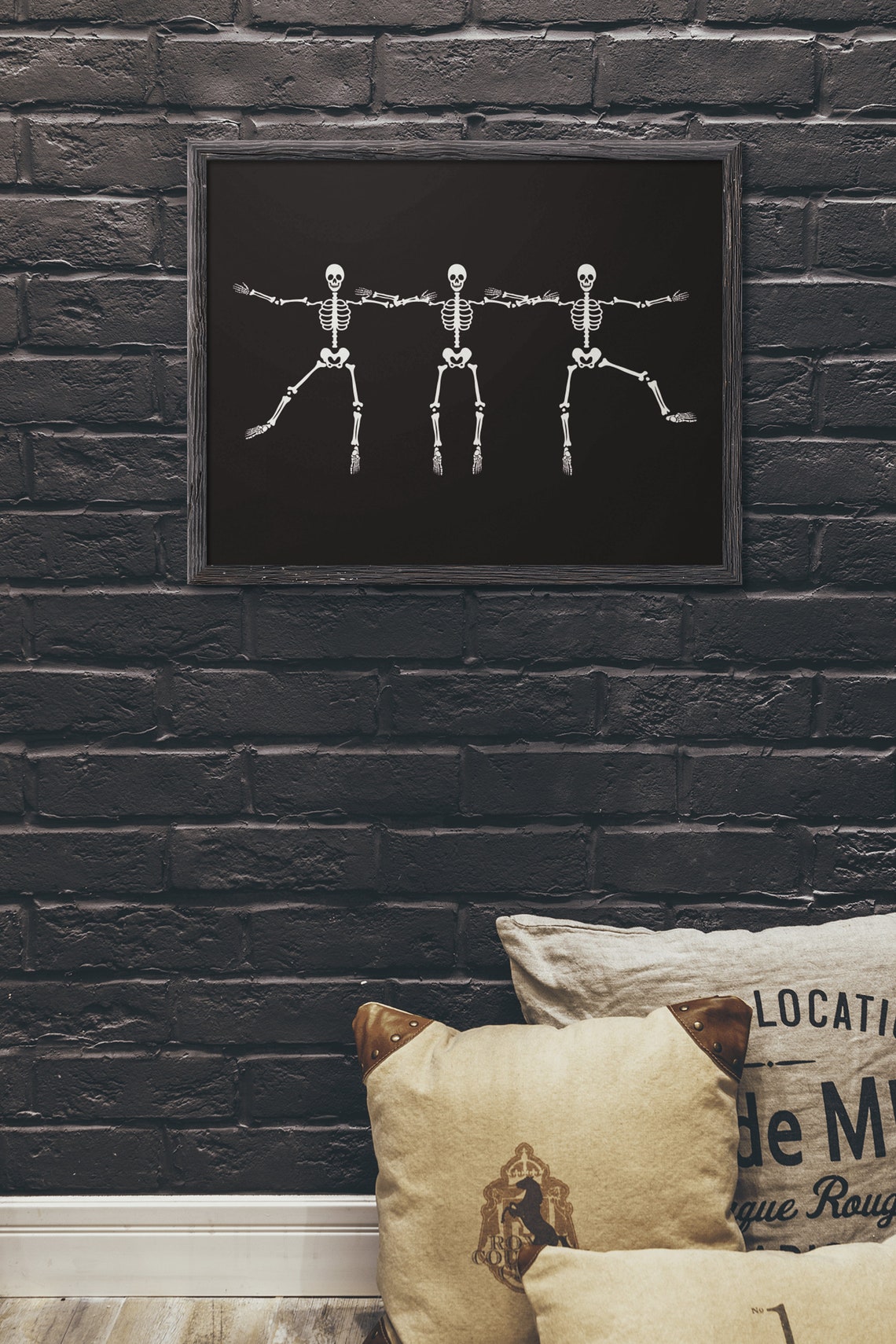 Dancing Skeletons Halloween Spooky Black White Fun Goth Poster - Image 8