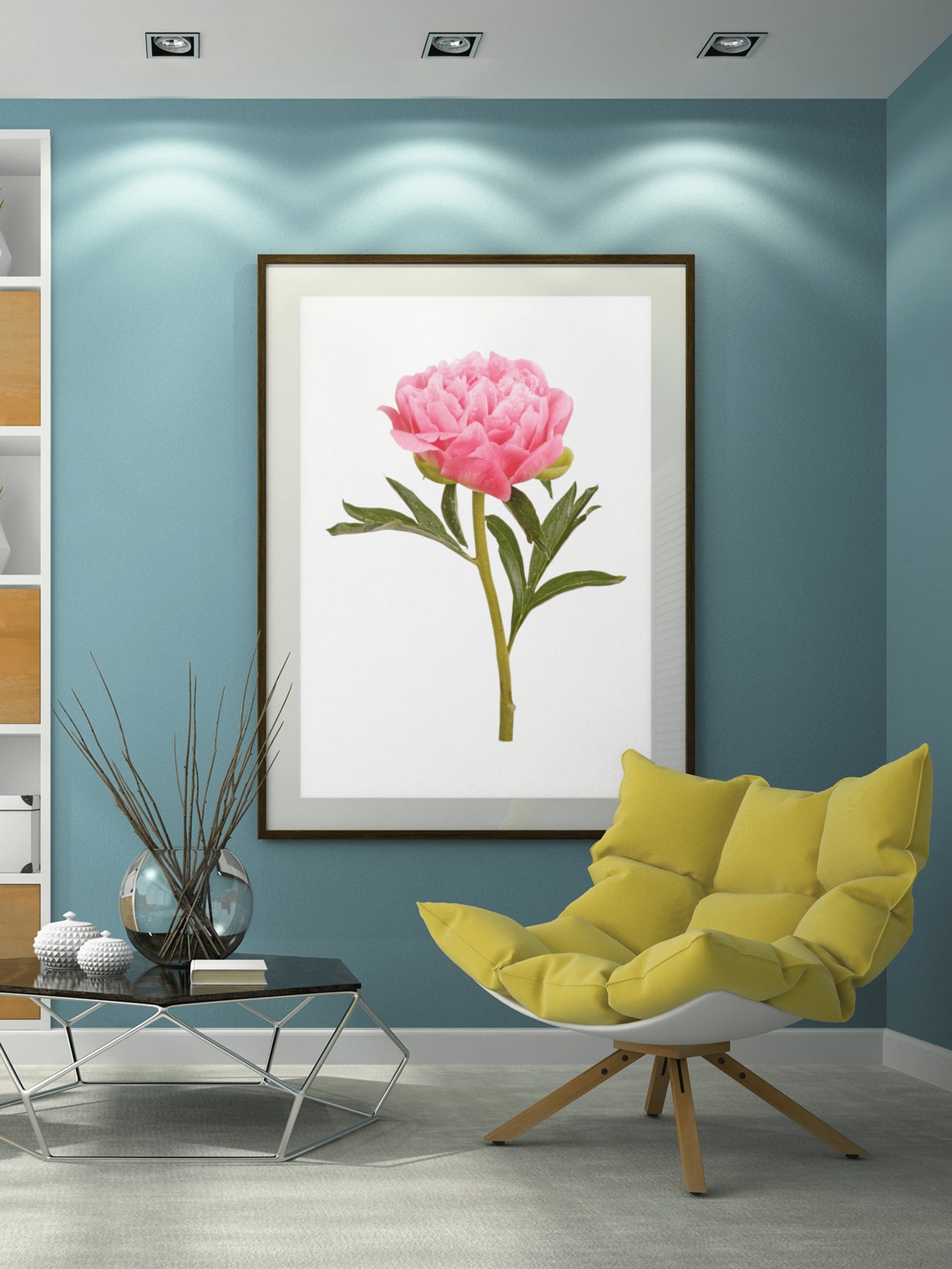 Pink Peony Blossom Botanical Photo White Background Floral Poster