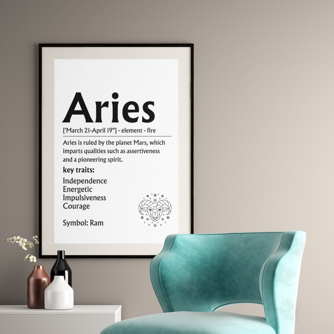 Aries Zodiac Definition Sign Ram Symbol Fire Sign Wall Poster - Image 7