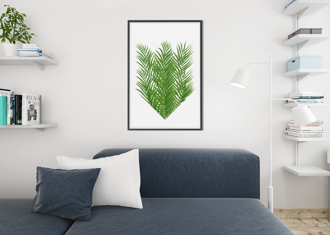 Palm Leaf Heart Tropical Botanical Green Fronds Decor Poster