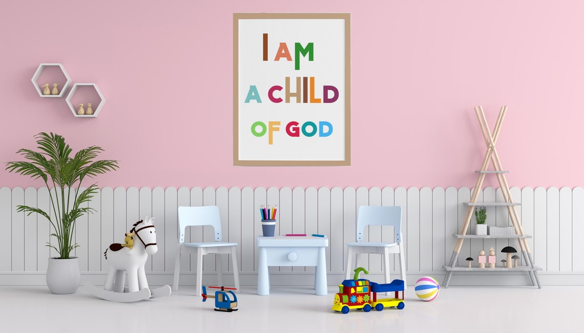 I Am A Child Of God Colorful Kids Typography Set Of 3 Poster - Image 3