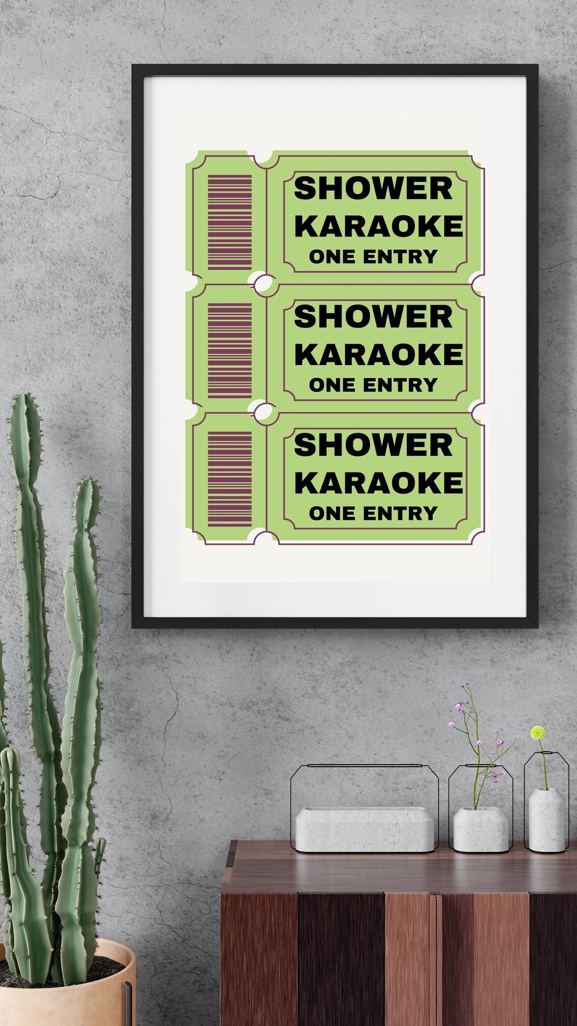 Shower Karaoke Ticket Green Bathroom Funny Musician Decor Poster - Image 3