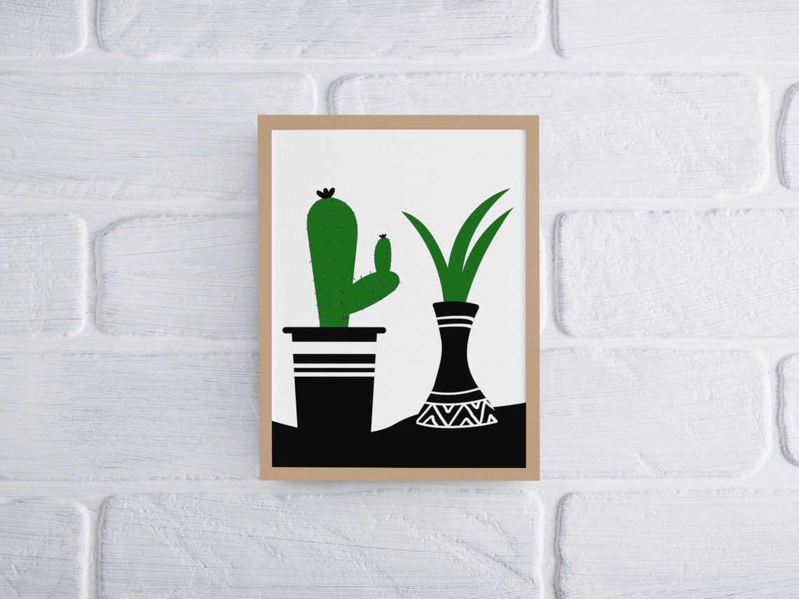 Cactus Botanical Potted Plants Minimalist Modern Wall Decor Poster