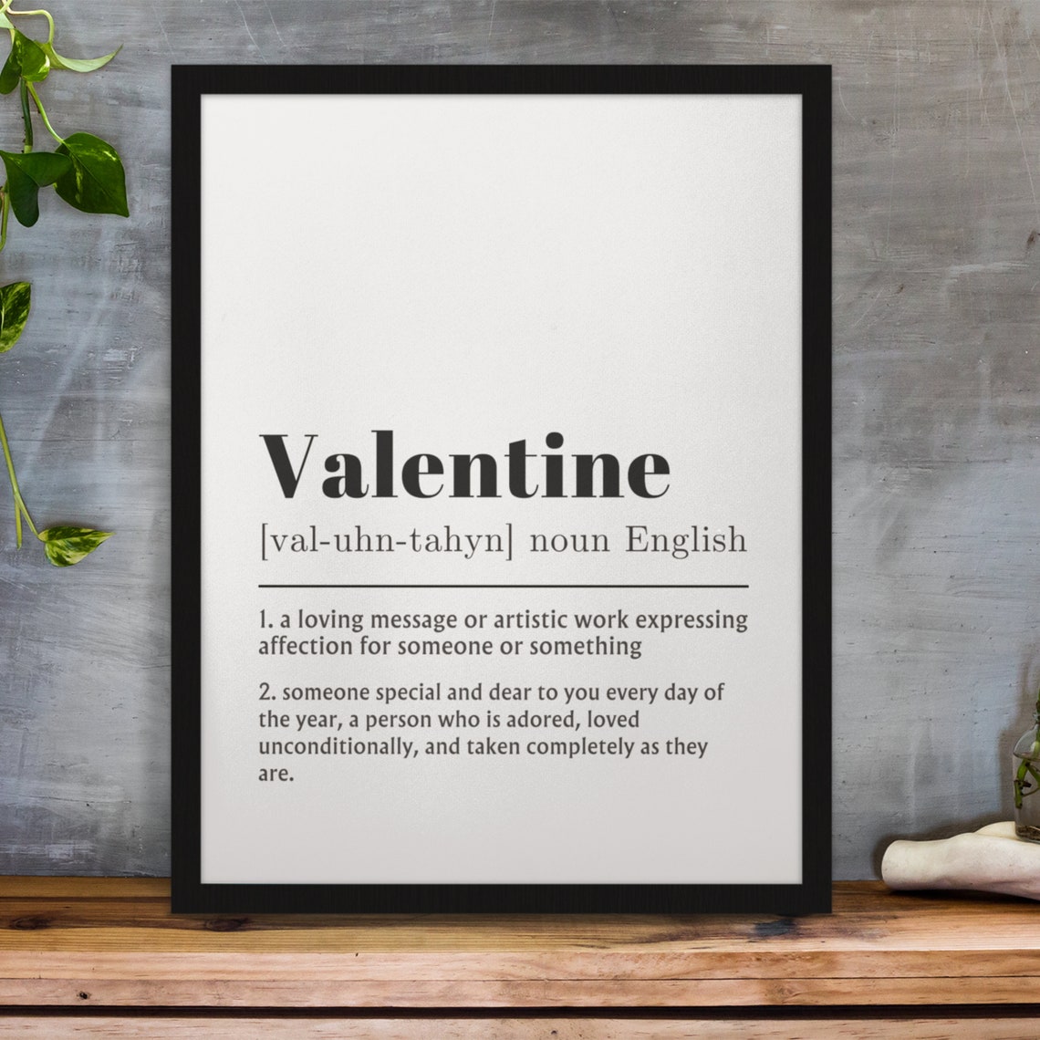 Valentine Dictionary Definition Meaning Quote Romantic Gift Poster