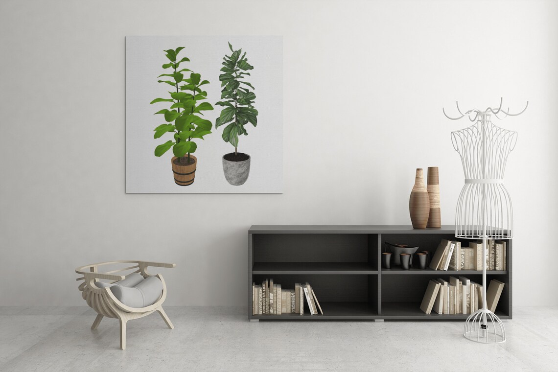 House Plant Art Two Potted Plants Watercolor Botanical Leaf Poster - Image 5