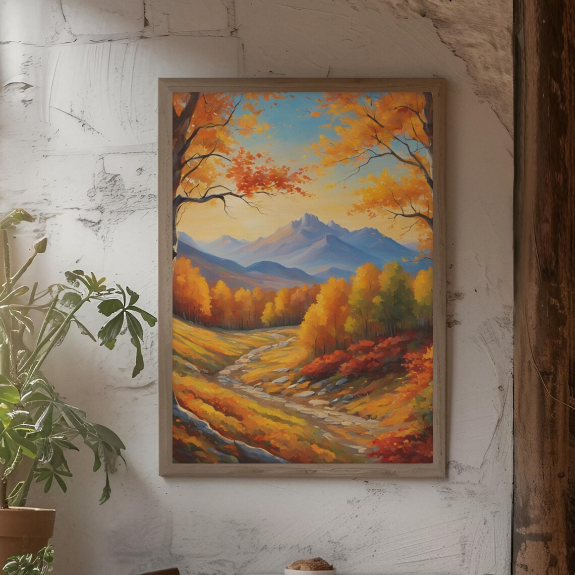 Autumn Landscape Mountain Painting Fall Countryside Scene Poster - Image 8