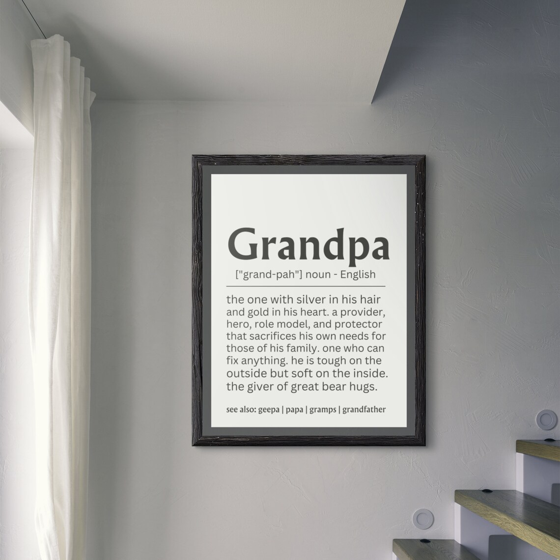 Grandpa Definition Christmas Gift, Family Wall Art Print