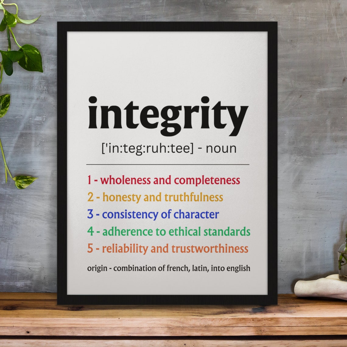 Integrity Definition Poster Colorful Motivational Office Wall Decor - Image 5