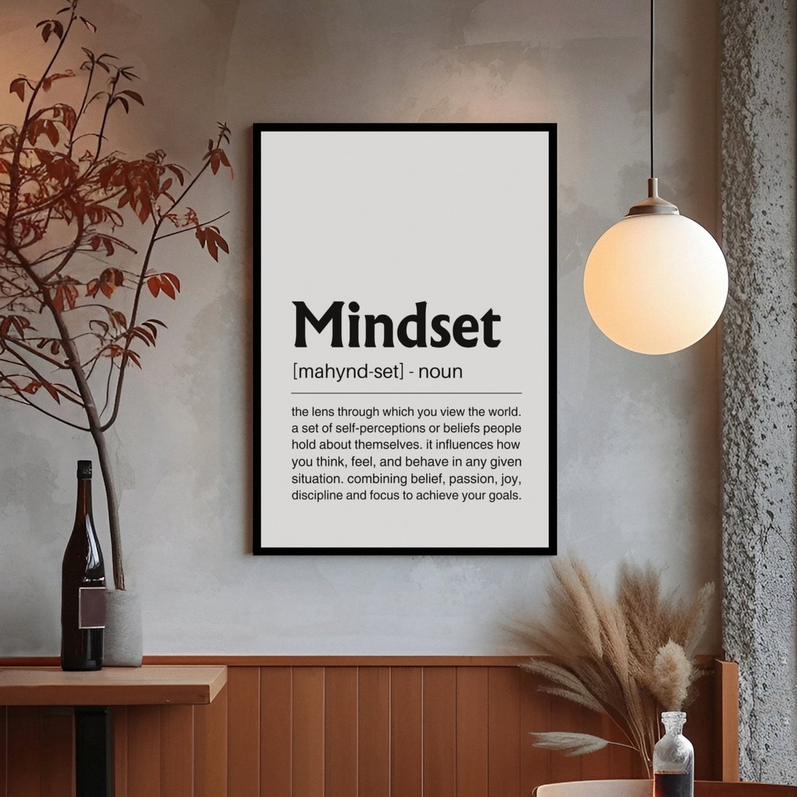 Mindset Definition Prints Mindset Bold Poster Mindset Is Everything Gift For Entrepreneur Home Gym Sign Inspirational Quotes - Image 4